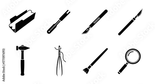 Diverse tool collection for crafting repair and precision work professional icons