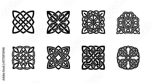 Elegant Celtic knot designs showcase intricate patterns for cultural or decorative projects