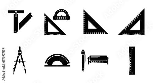 Professional drafting tools set for architects and engineers modern design icons