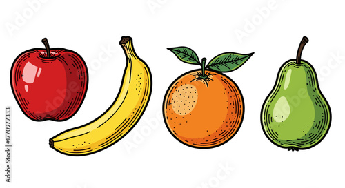 Vibrant assorted fruits including apple banana orange pear ready for healthy eating
