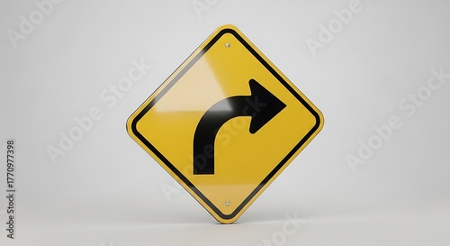 Free Download Diamond-shaped yellow traffic sign indicating a sharp right turn on a white background - GFXLoad