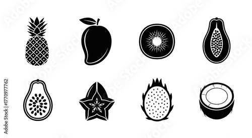 Vibrant tropical fruit collection for healthy recipes and summer designs