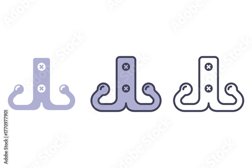 Iron hooks hanger black icon. Flat illustration