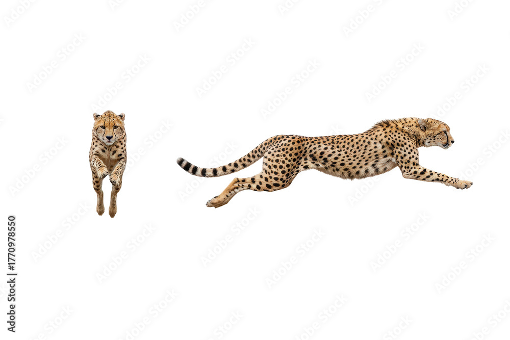 Obraz premium Two Running Cheetahs Isolated
