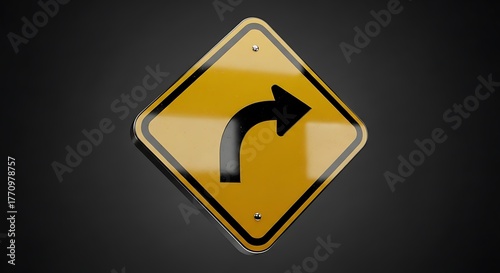 Free Download Yellow Sign Sharp Right Turn Ahead - Navigate with Caution and Awareness - GFXLoad