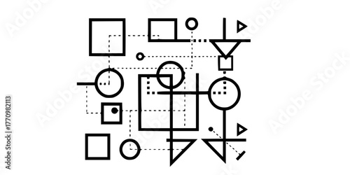 Architectural Blueprint Minimalist Line Art Vector Plan