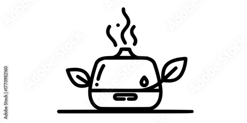 Essential Oil Diffuser Wellness Tech Simple Line Art Vector