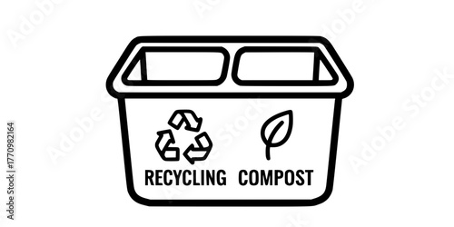 Zero-Waste Kitchen Caddy Recycling Flat Vector Icon