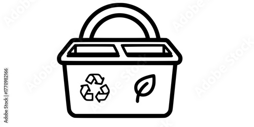 Zero-Waste Kitchen Caddy Recycling Flat Vector Icon