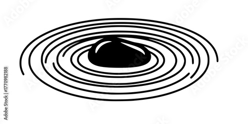 Zen Garden Rake Pattern Tranquility Flat Vector Icon