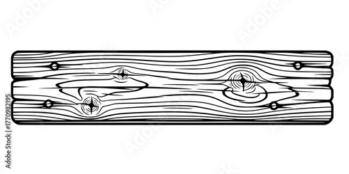 Reclaimed Wood Plank Sustainable Material Line Art Vector