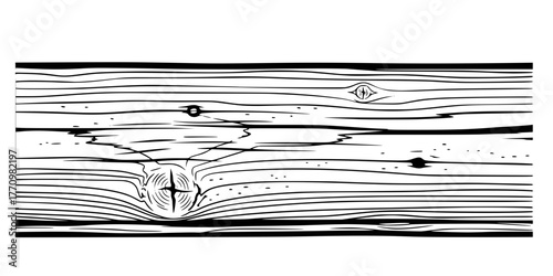 Reclaimed Wood Plank Sustainable Material Line Art Vector