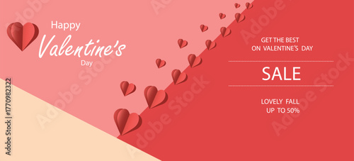 Valentine's Day poster. Sale vector banner with Valentine's Day
