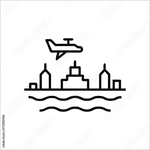 City skyline silhouette illustration isolated on white background