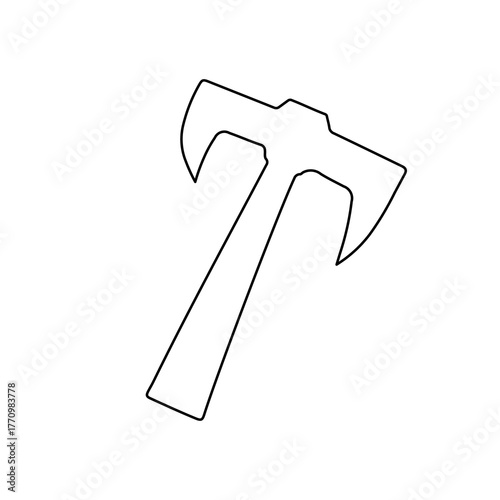 A large black outline axe symbol on the center. Illustration on transparent background