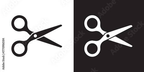 scissors monochrome split contrast vector silhouette flat shape symbol