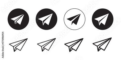 paper airplane ui icon bundle outline and filled vectors