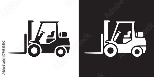 forklift black white mirrored graphic for warehouse and logistics