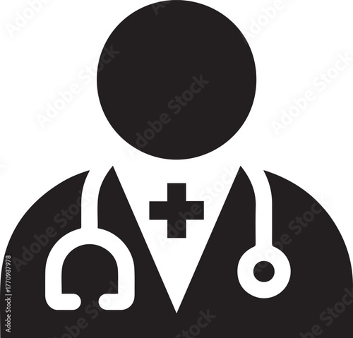 doctor icon with stethoscope medical cross vector symbol