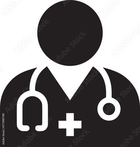 doctor silhouette stethoscope medical cross healthcare icon