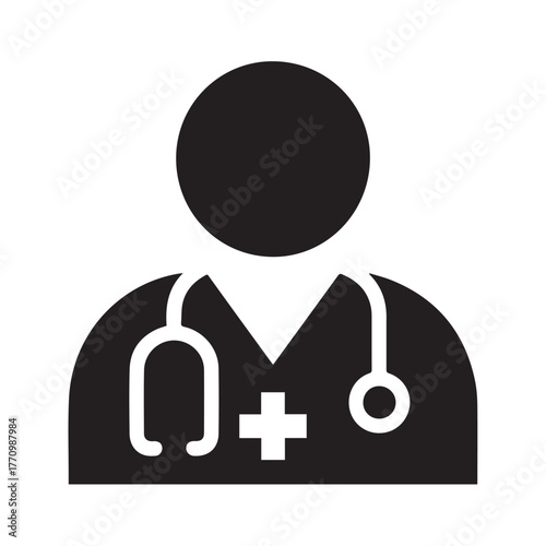 doctor profile stethoscope chest cross medical services icon