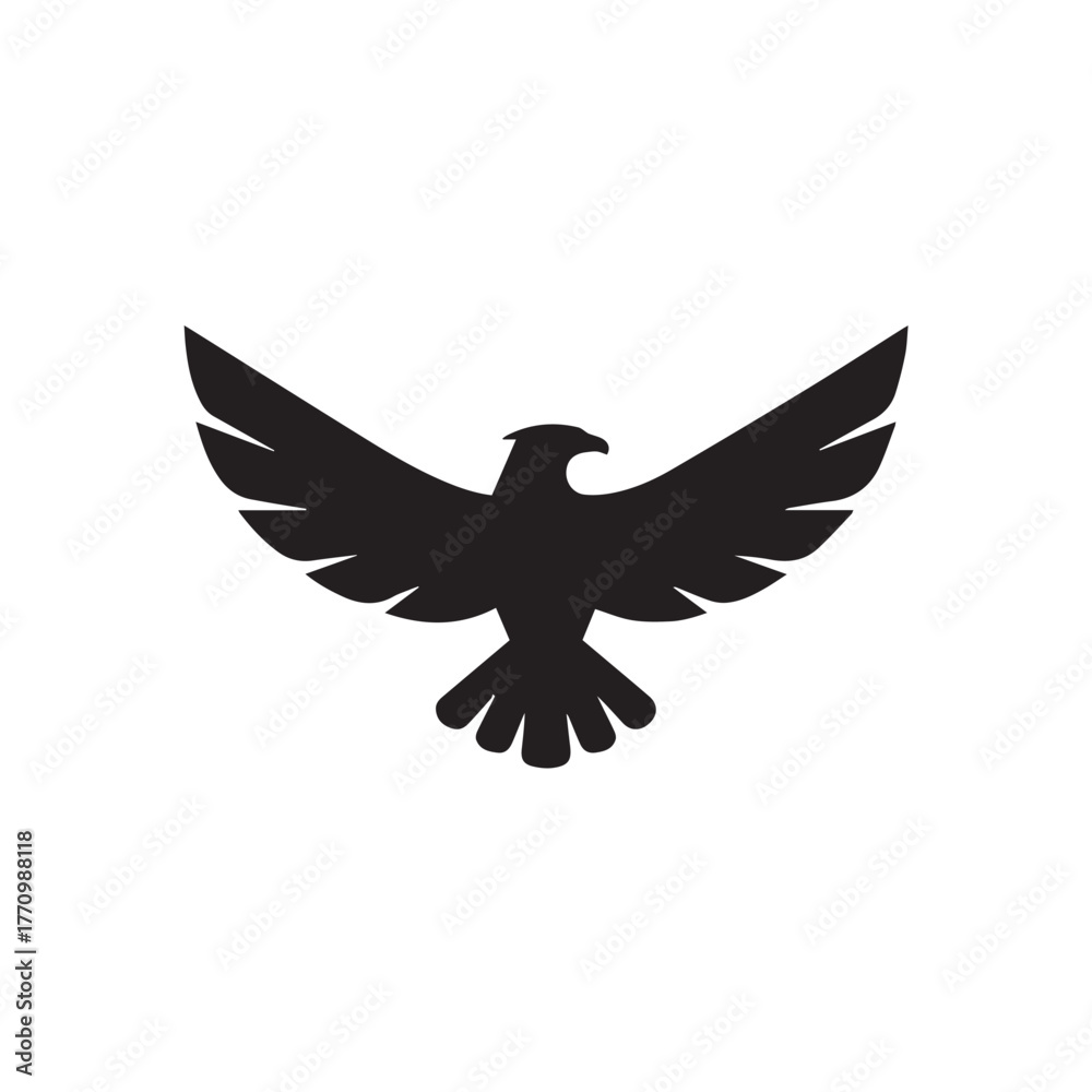 Fototapeta premium eagle silhouette vector crest emblem with outstretched wings and beak