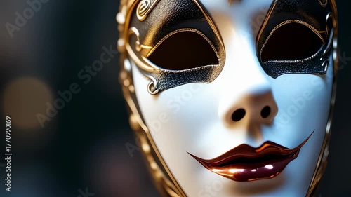 Elegant venetian mask closeup capturing intricate detail and mysterious allure