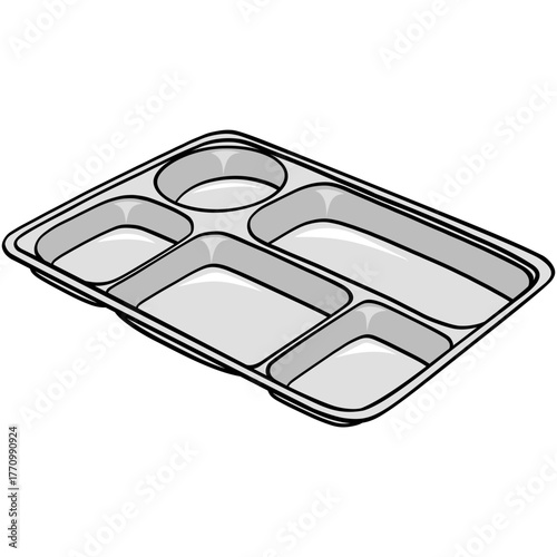 Food Tray School Lunch Stainless Steel Illustration