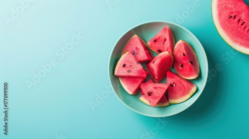 Watermelon slices in bowl top view summer refreshment
