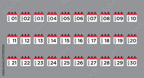 calendar set November icon illustration isolated vector sign symbol