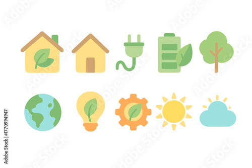 Eco-friendly, environment outline icon set. Sustainability, nature conservation icons.
