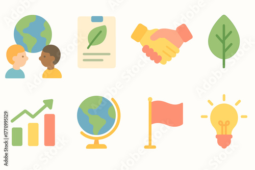 Eco-friendly, sustainability flat icon set. Nature, environment, green icons collection