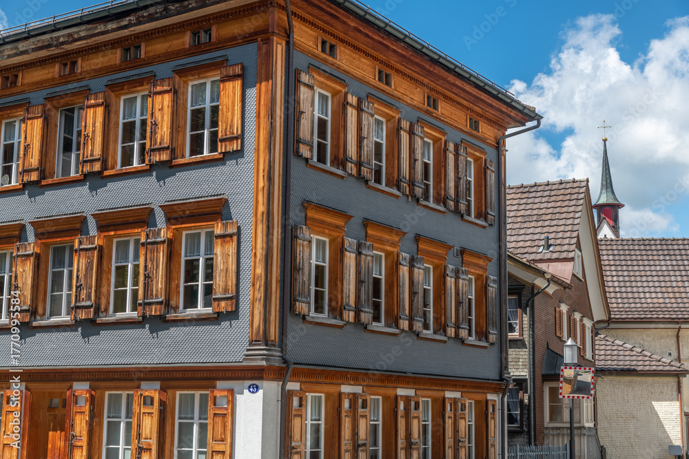 Fototapeta premium Buildings in the historic part of the town of Appenzell, Switzerland