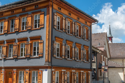 Buildings in the historic part of the town of Appenzell, Switzerland