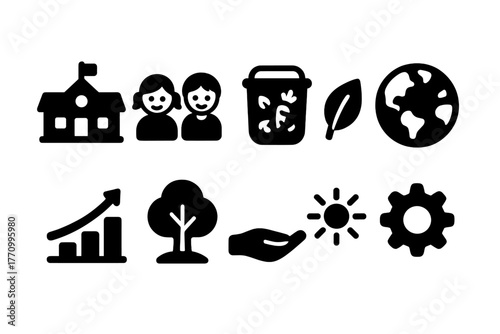 Sustainability, environment filled icon set. Eco-friendly, nature conservation icons.