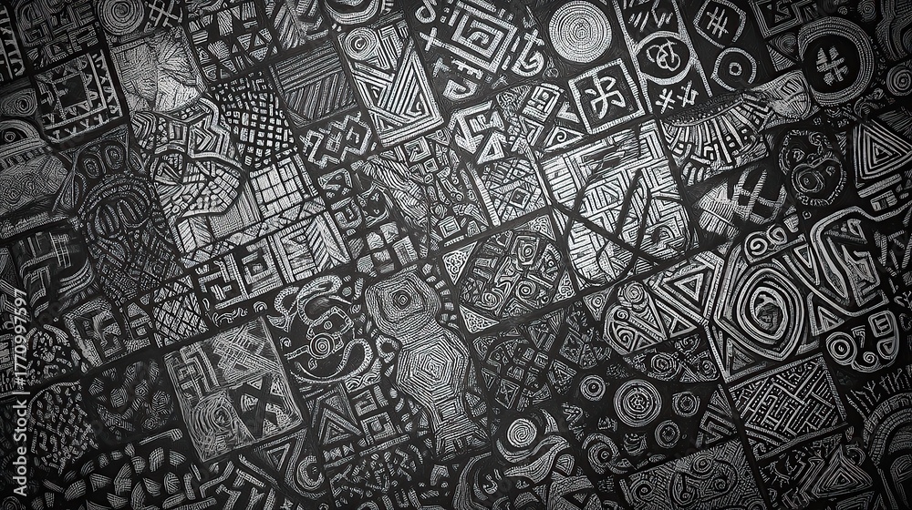 Obraz premium Abstract black and white pattern of intricate designs