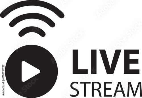 Live Stream Icon for Online Broadcasting Media