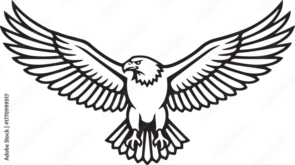 Obraz premium Bald Eagle Spread Wings Emblem Vector Illustration Symbol Design