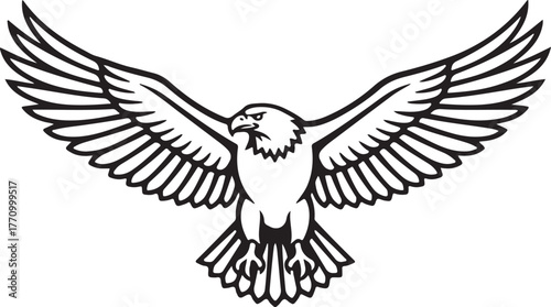 Bald Eagle Spread Wings Emblem Vector Illustration Symbol Design