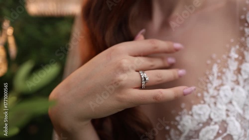 Bride showing her wedding ring