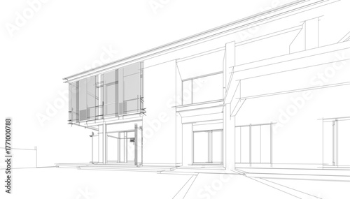 Linear view of house architectural concept vector illustration