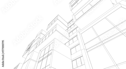 Linear view of house architectural concept vector illustration