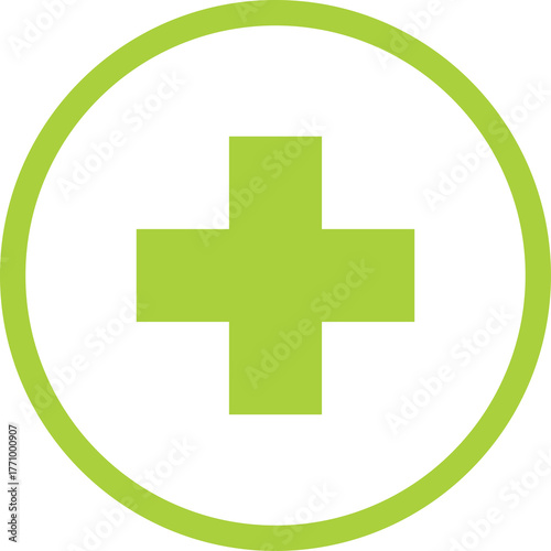 A Bright Green Plus Symbol Inside A Circle On A Transparent Background Representing Health Care Or Medical Assistance