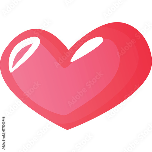 A bright pink glossy heart symbol with a transparent background suggesting love and affection