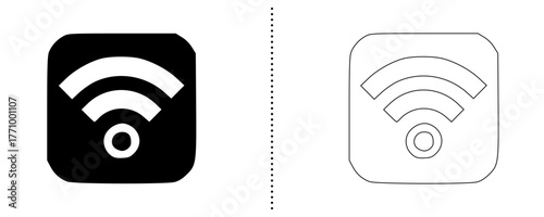 WiFi signal icon set wireless network connection symbol in solid and outline style for internet, hotspot, communication, mobile data, connectivity, and technology vector illustration
