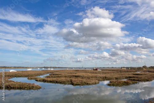 Salt marshes on the River Crouch at Brandy Hole, Hullbridge, Essex, England, United Kingdom