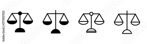 Scales icon set . Law scale icon. Justice sign