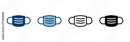 Mask icon vector isolated on white background. Man face with mask icon. Safety breathing masks. Industrial safety N95 mask. Medical mask vector icon.