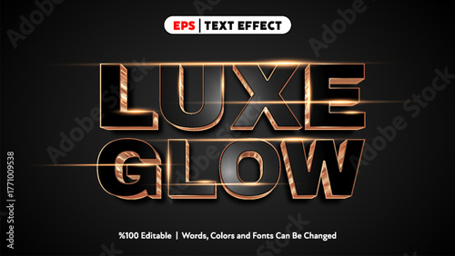 Luxe glow gold metallic text effect editable font design for luxury and elegant branding use