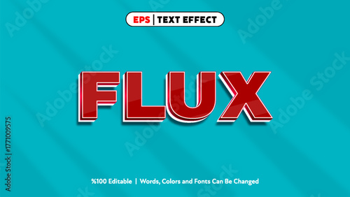 Flux bold red 3d text effect with editable words colors and fonts for graphic design projects